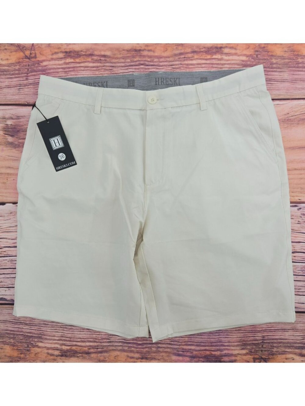 Hreski Mens Beige Casual Golf Shorts 36 New NWT